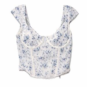 blue floral corset top 🤍